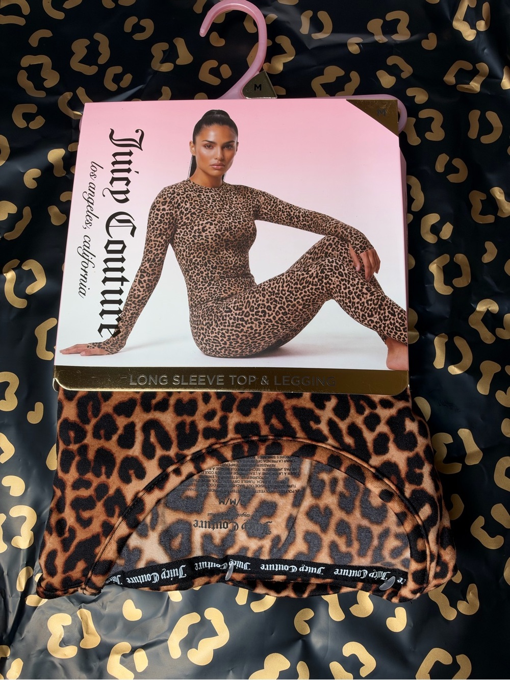 Juicy Couture Leopard Print Long Sleeve Top in Brown and Black
